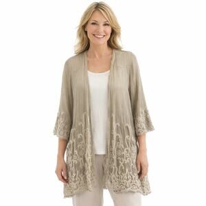 Soft Surroundings Giselle Topper Sheer Floral Kimono - Womens XL - Made in India